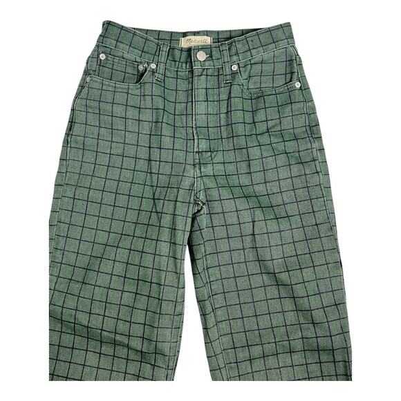 Madewell Perfect Vintage Straight Jeans 25 Green Blue Plaid Preppy twee - Picture 2 of 6
